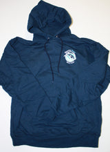 Load image into Gallery viewer, Front view of hooded sweatshirt. Sports Port Bait &amp; Tackle logo on left chest
